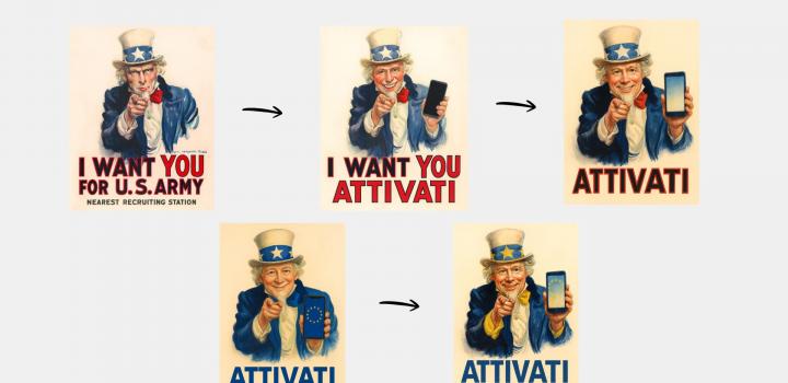 Sequenza di immagini prodotte con l'uso di prompt su CHATGPT a partire da un'immagine data.