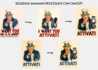 Sequenza di immagini prodotte con l'uso di prompt su CHATGPT a partire da un'immagine data.