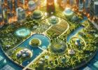 Un futuro sostenibile, con oasi verdi, parchi lussureggianti ed edifici progettati per ridurre al minimo l'impatto ambientale. Con pannelli solari e parchi eolici, orti urbani e biodiversità. Con sensori e droni che monitorano la qualità dell'aria, dell'acqua e del suolo.