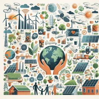 Immagine Manifesto che rappresenta gli elementi di un futuro sostenibile.