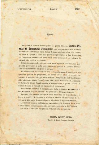 Manifesto apertura Istituto Privato di Educazione femminile con giardino d'infanzia Sistema Fröbel. Manifesto apertura Istituto Privato di Educazione femminile con giardino d'infanzia Sistema Fröbel