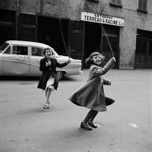 Girls playing jump rope