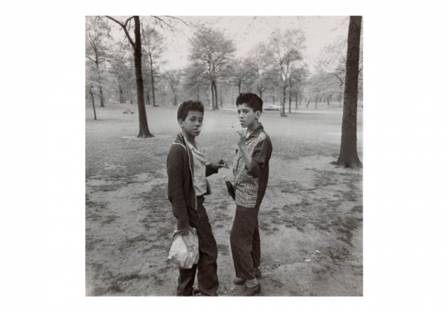 Two boys smoking in Central Park