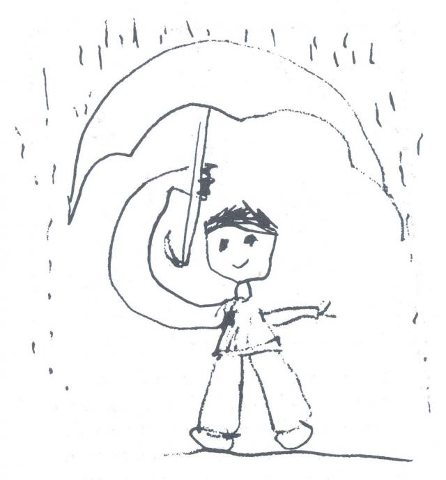 Disegno di bambino con ombrello