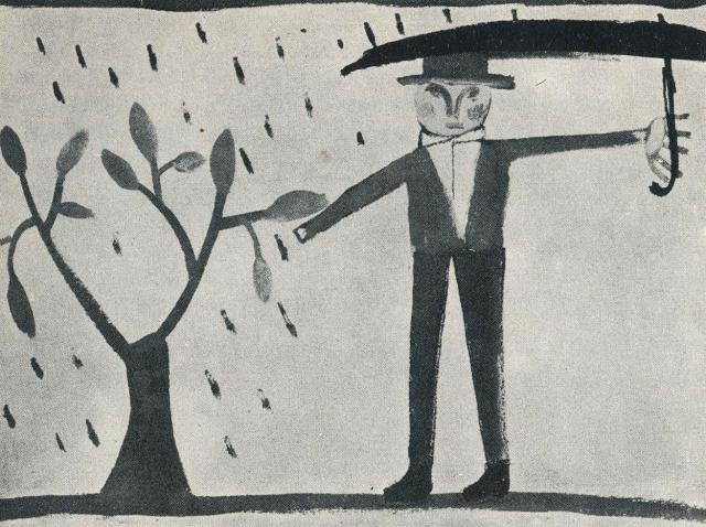 Uomo con ombrello